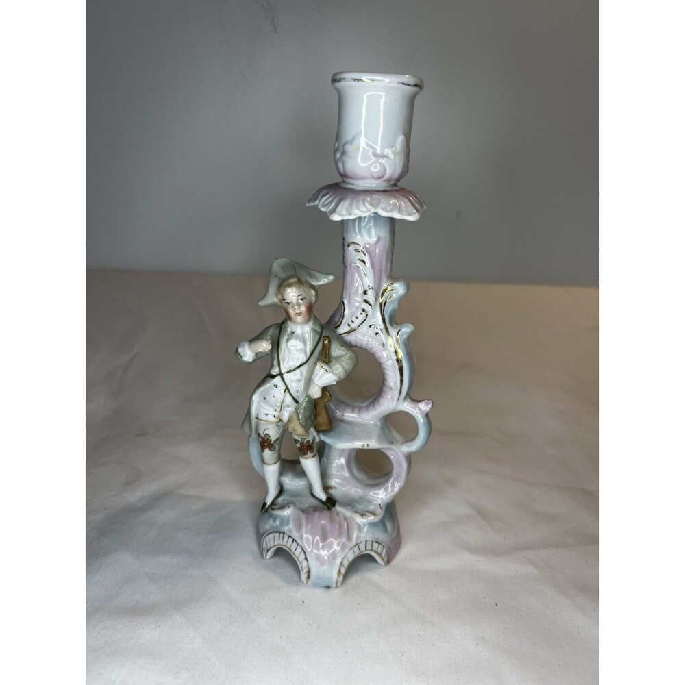 Antique 1881-1920 Dresden Elfinware Porcelain Figural Candlestick Germany,